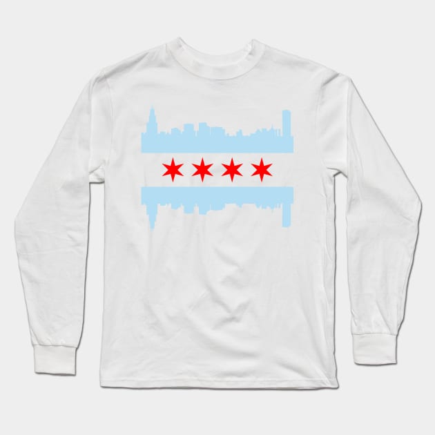 Chicago Flag Skyline Long Sleeve T-Shirt by E